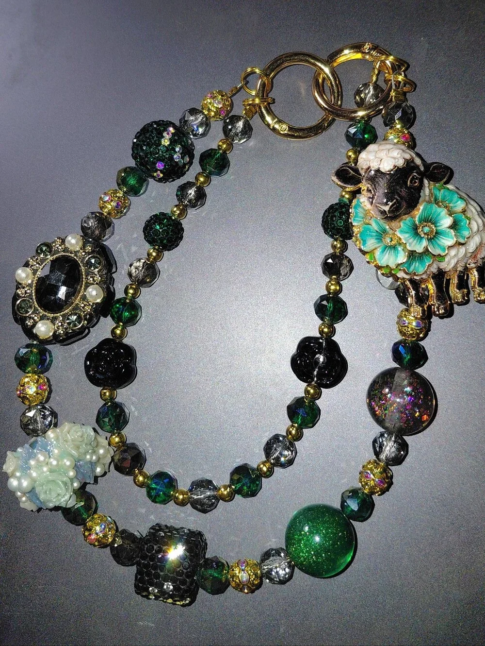 Lamb / Sheep Purse Chain or Purse Charm, Floral, Versatile